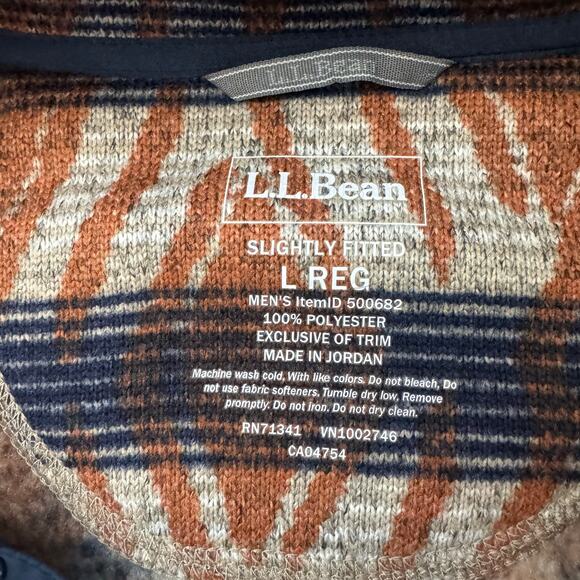 LL Bean Men’s Large Pullover Better Sweater Fleece 1/4 Snap Collar Aztec - Picture 4 of 6